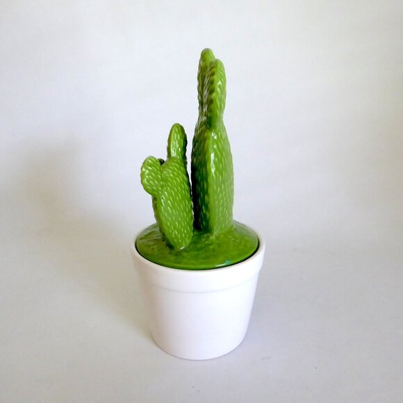 VINTAGE NEW 11” POTTED DESERT CACTUS LIDDED CERAMIC COOKIE JAR CONTAINER (NEW) - Picture 4 of 8